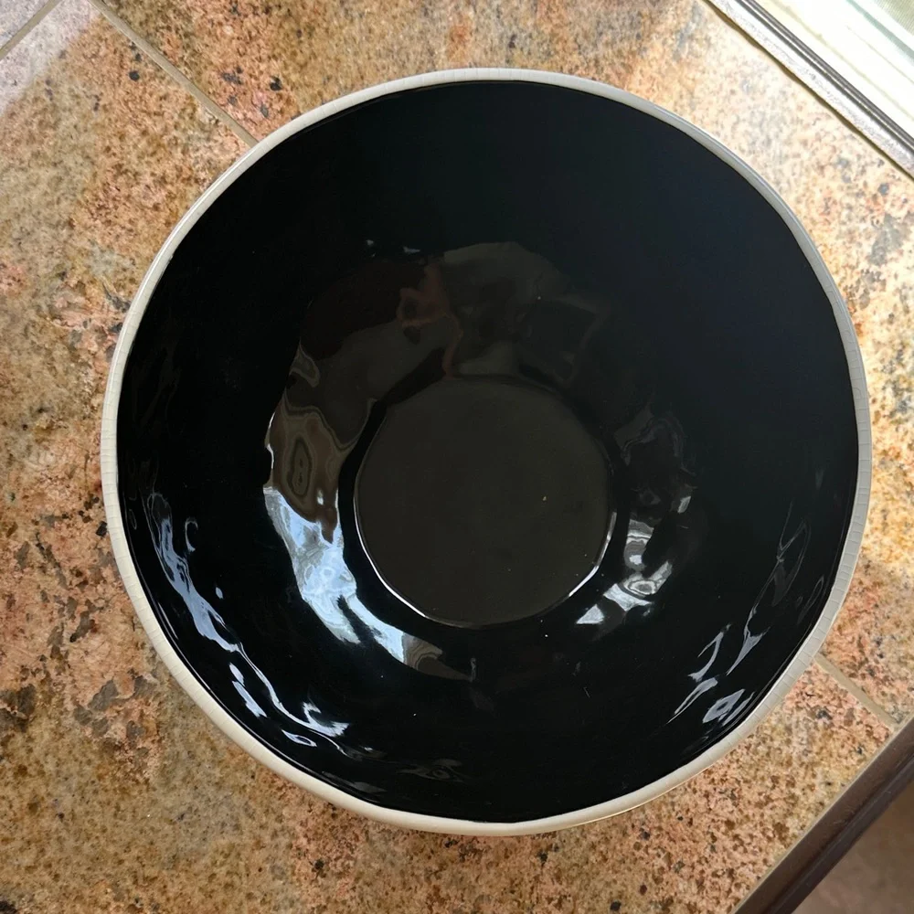 Festive Halloween Ceramic Bowl with Gold and Black Stripes